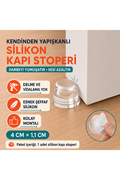 Uzay Shop Kendinden Yapışkanlı Silikon Kapı Stoperi 4 cm – Darbe Emici Kapı K...
