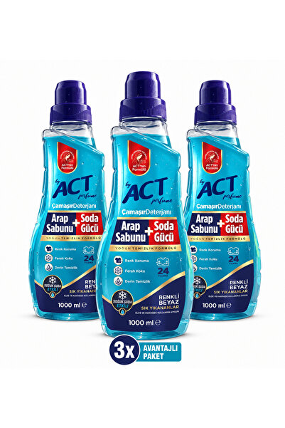 by ACT perfume 🔥 ACT Arap Sabunu + Soda Gücü Çamaşır Deterjanı 1000 ml x 3 –...