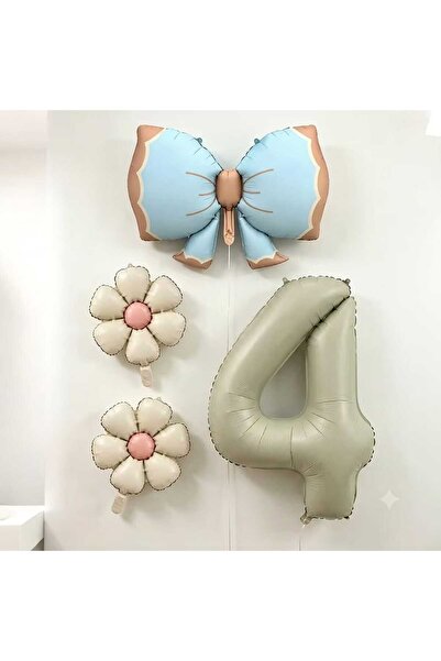 ÇITIPITISTORE Blue Bow Cream Number Birthday Party Age Celebration Set