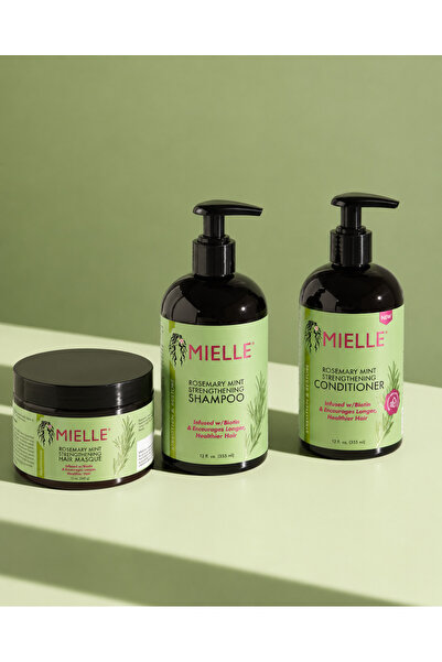 MIELLE Rosemary Mint Strengthening Hair Care Set – Shampoo, Conditioner & Hai...