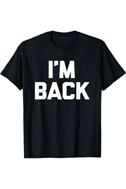 9JY تي شيرت بطبعة "I'M BACK" - تصميم كاجوال ورياضي، طباعة حروف بيضاء بارزة عل...