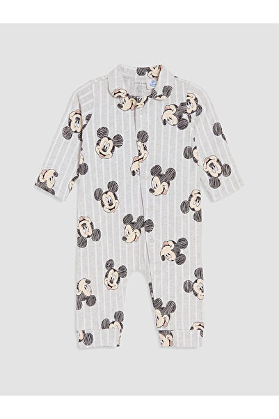 LC Waikiki Gri Mickey Mouse Baskılı Erkek Bebek Tulum