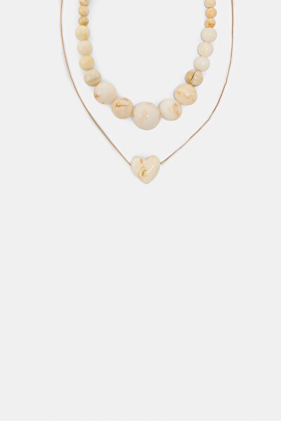 Stradivarius Set of 2 beaded and heart necklaces