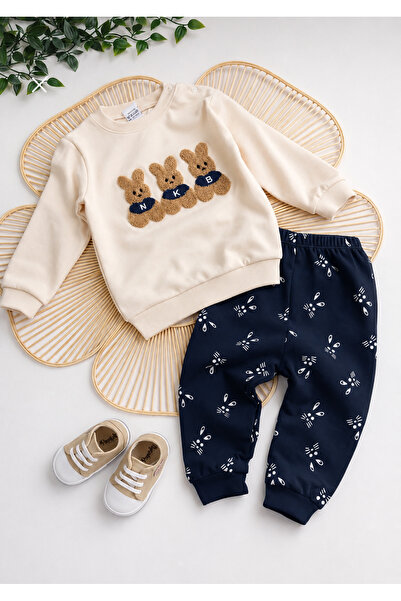 Mou&Kou Punch Embroidered Baby Set 100% Cotton Combed Cotton - Comfortable fo...