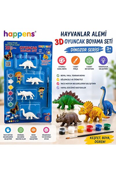 Yıldızan Dinosaur Kingdom 3D Toy Painting Set Educational Paint Set Washable ...