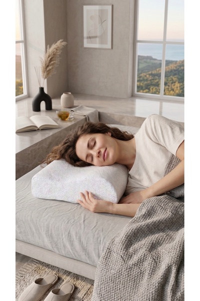 VİSCOHAPPY Ortopedik %100 Visco Boyun Yastığı 32x50x12 cm Boyun Düzleşmesine Destekli Lüks Yastık