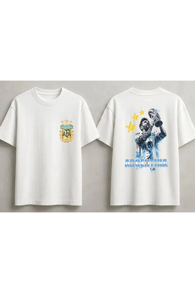 SVART WEAR Tricou Messi Argentina Unisex Oversize 100% Bumbac