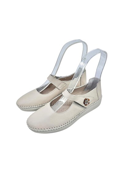 Rüya Shoes Daily Flower Detailed Orthopedic Sole Genuine Leather Ballerinas