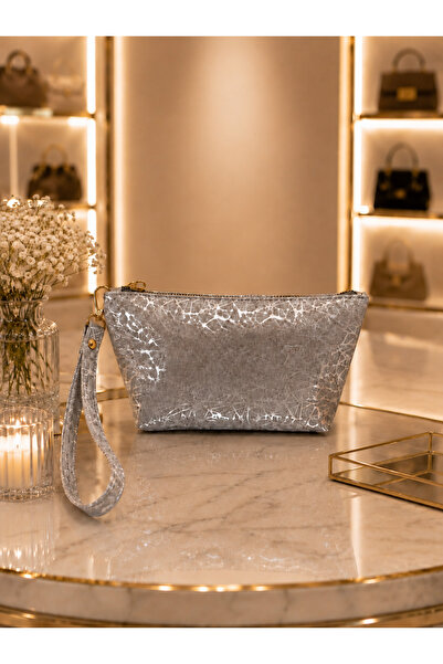 PefyBaby Silvery Gray Portfolio Bag, Evening Dress Handbag with Wrist Strap, ...