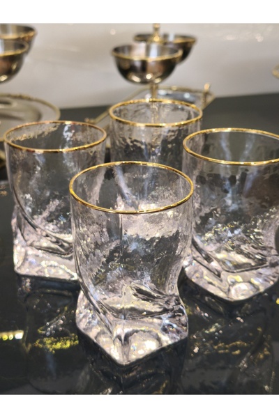 P&ORA PREMIUM KITCHEN PRODUCTS Mm 4-Piece Shapeless Gold Gilded Water and Bev...