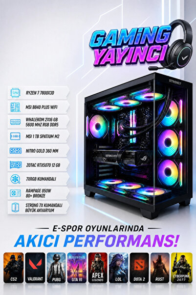 TOPLAMA LİON-5070 RYZEN 7 7800X3D RTX 5070 GPU 32 GB RGB DDR5 RAM 1 TB M2