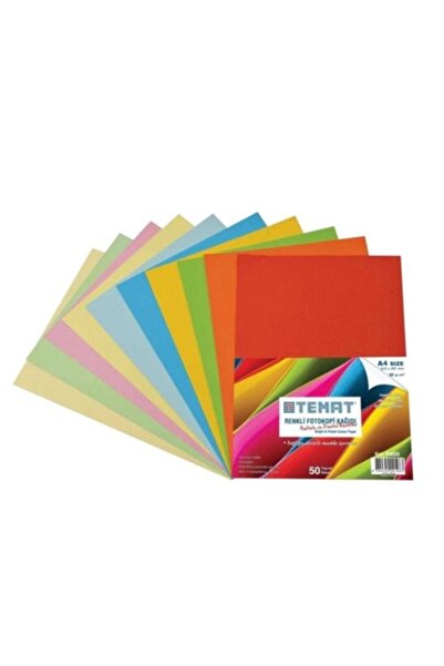 Temat Colored Copy Paper A4 Highlighter and Pastel 50Li - 2 Packs
