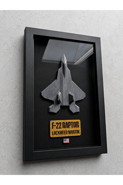 vareva studio F-22 Raptor Savaş Uçağı Özel Tablo - 30x20 cm çerçeveli duvar d...