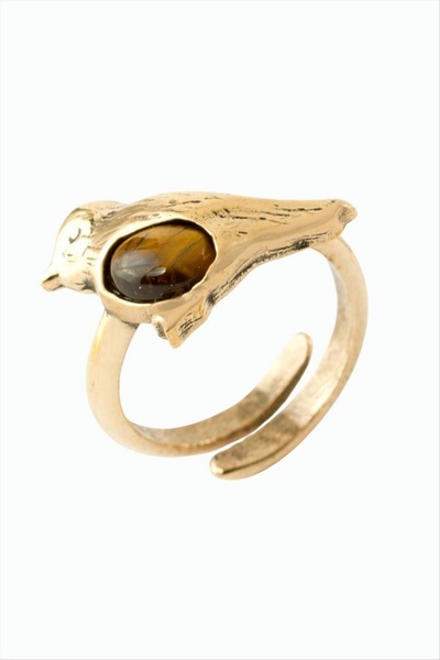 ZERO LAND Ilkestor Authentic Ring with Natural Stone (200444) - Tiger's Eye