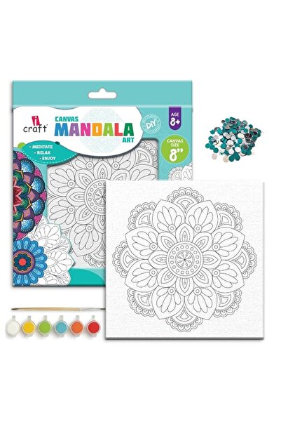 iCraft Inner Radiance Mandala Art Kit with 8" Pre-Marked Canvas - Complete DI...