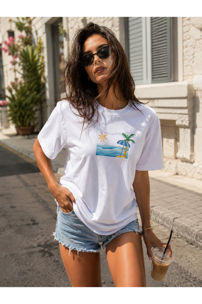 Me selection Sea Sand Sun Design 100% Cotton Unisex Basic T-Shirt