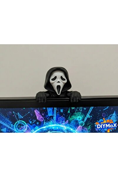 DIYMaX Ghost Face Figürlü Masaüstü Monitör Standı ve Dekoratif Aksesuar Ortal...