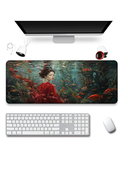 SonicTouch Keyboard Mousepad 40X90Cm Red Aquarium Seamless Smooth Liquid-Proo...