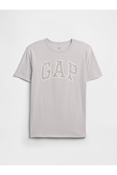 GAP Erkek Çocuk Açık Gri Logo T-Shirt