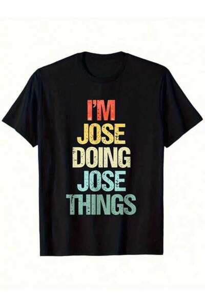 KYMC07 تي شيرت رجالي أسود بطباعة نصية إسبانية "I'm Doing Jose Things" - مقاسا...