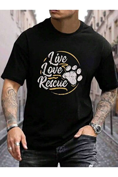 45 BPM 100% Cotton Live Love Rescue - Lover Adopt A Dog Adoption Men's Black ...