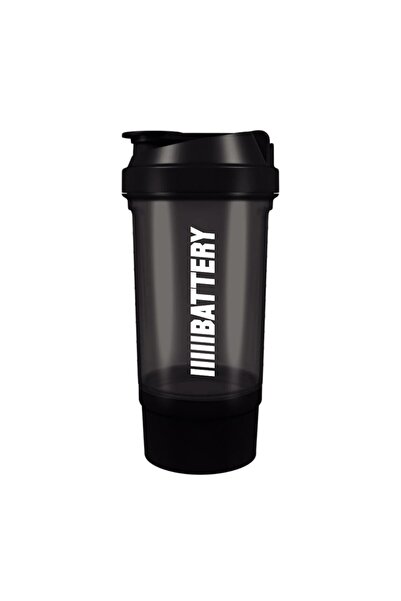 Battery Nutrition Shaker Plus Negru 550ml cu cutie de depozitare