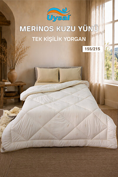 UYSAL GOLD BİYELİ %100 PAMUKLU YÜN YORGAN TEK KİŞİLİK