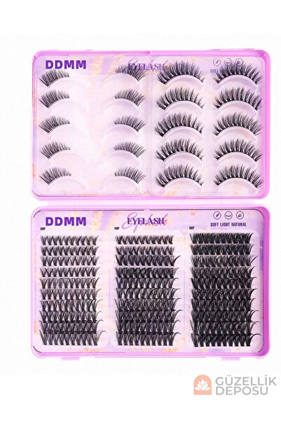 Güzellik Deposu DDMM 5 Mix Cluster Lash Book Karma Paket Komple İpek Kirpik S...