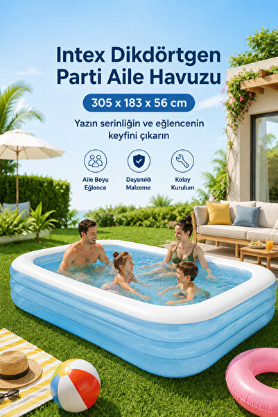 welcomein Dikdörtgen Parti Aile Havuzu 305 x 183 x 56 cm Şişme Bahçe Havuzu