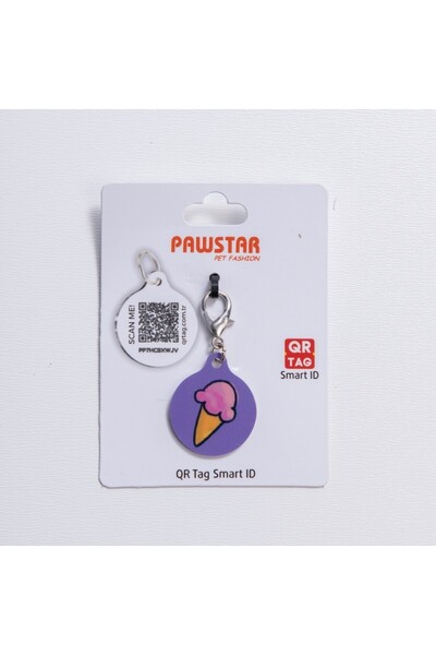 Pawstar Ice Cream Desenli Qr Tag Evcil Hayvan Künyesi İsimlik Pet Tag Köpek K...
