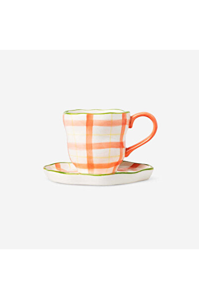 Flying Tiger Copenhagen Pembe Kareli Seramik Fincan