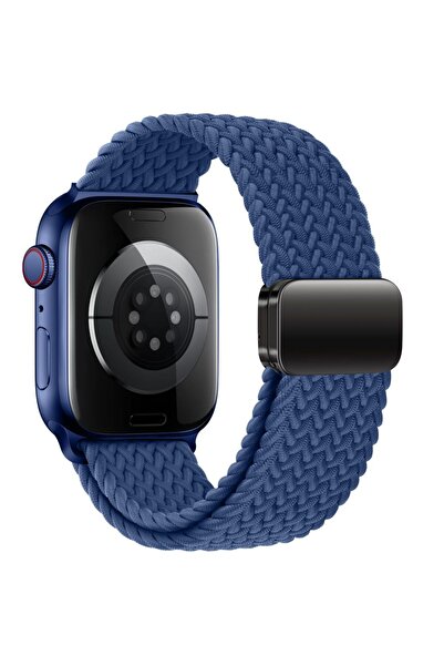 Tech-Protect Curea din nailon NylonMag pentru Apple Watch, Albastru marin, Mă...