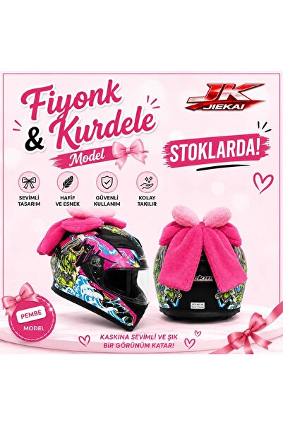 JİEKAİ JK PELUŞ KASK KURDELE & FİYONK PEMBE (KASK DAHİL DEĞİLDİR)