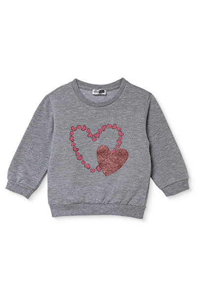 ebebek Hello Baby HelloBaby Kız Bebek Sweatshirt Kalp Baskılı Bisiklet Yaka L...