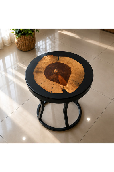 Kilikya Wood Ardıç Ağacı Epoksi Tasarım Sehpa