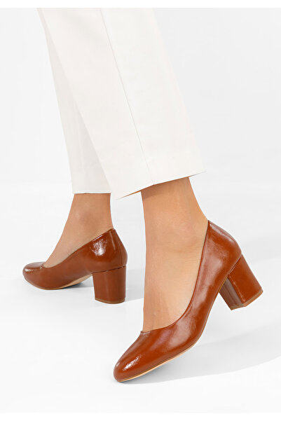B T Shoes Pantofi cu toc gros Selinay camel