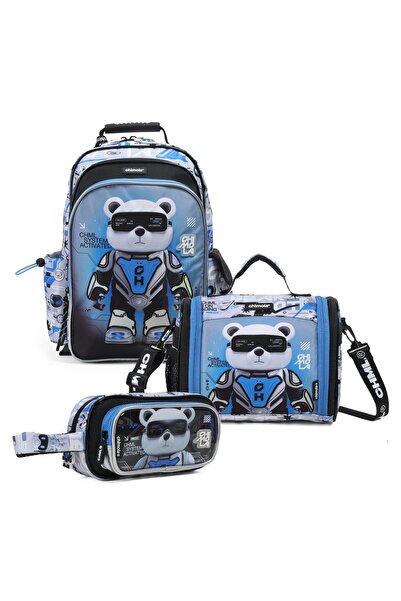 high value Chimola Cyber Bear İlkokul Çanta Seti 3'lü (Okul Çantası + Beslenm...