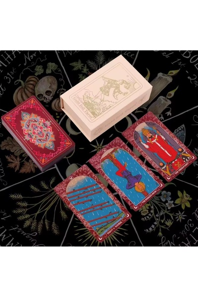 Galaksi Dükkanı Gold Foil Crimson Tarot /Yaldızlı, Su geçirmez, PVC Kartlar V...