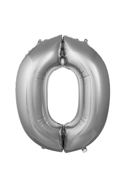 Parti Dükkanı 40 Inch 100 cm Silver 0 Number Foil Balloon Helium Compatible B...