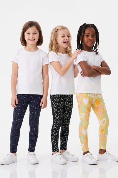 KİAGU 3-Pack of Tights for Girls, Colorful Patterned Tights, Cotton, Flexible, Daily Wear Tights, Ages 2-13