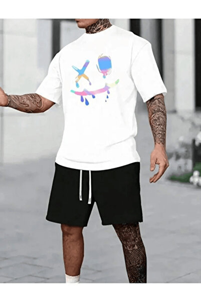 Generic Brand Dripping Smile Printed Shorts Two-Piece Set