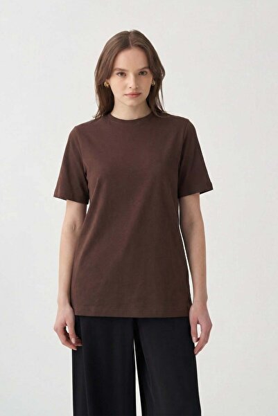 ALLDAY Coffee-Crew Neck Cotton T-Shirt