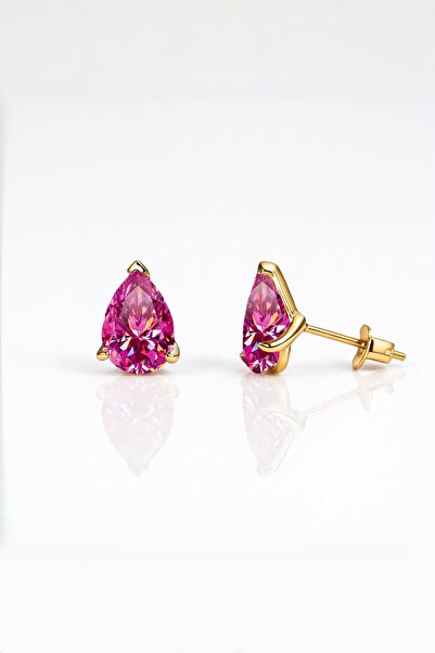 MEETMAY Rare Pink Moissanite Stud Earrings - 18K Gold Plated S925 Silver - 0....