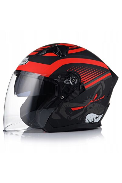 Awina Casca moto deschisa rosu mat, omologata pentru scuter si chopper, Blend...