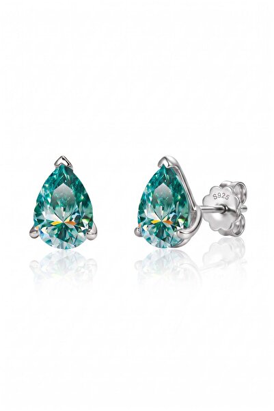 MEETMAY Luxury Peacock Blue Moissanite Stud Earrings - 0.5ct to 2ct D-Color G...