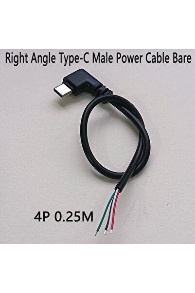 Choice1 Type-C 4P 0.25M 1PC Right Angle USB 2.0 / Type-C Male Bare Wire Power...