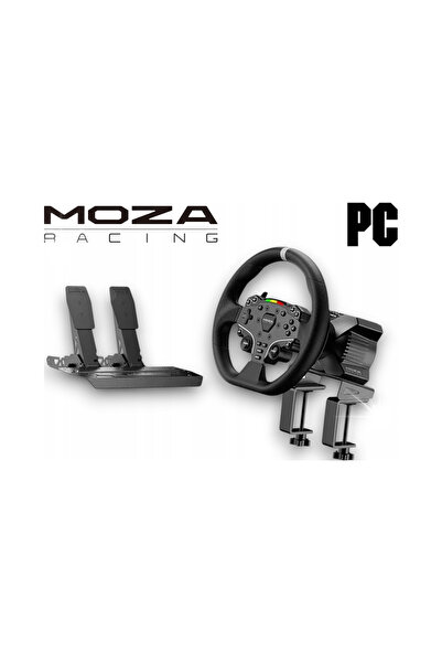 Moza Racing Volan de curse R3 cu pedale pentru PC, Negru