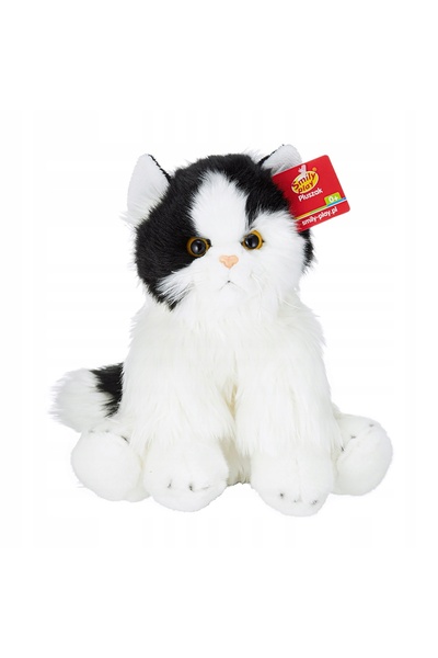 Smily Play Pisică de pluș așezată, alb-negru, 24cm, animal de pluș adorabil +0