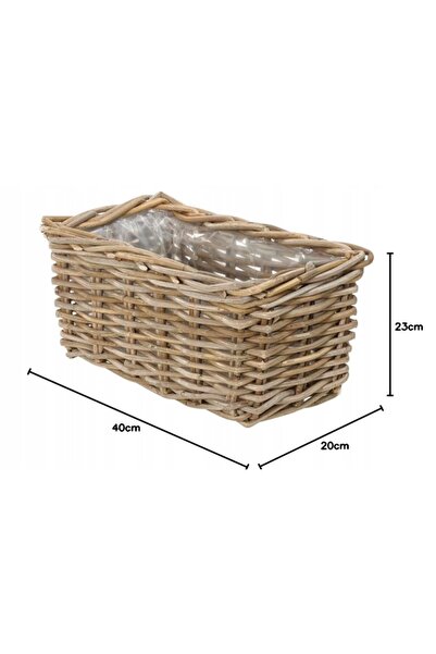 NO BRAND Jardinieră decorativă din ratan 40X23X20 cm Gri-Bronz