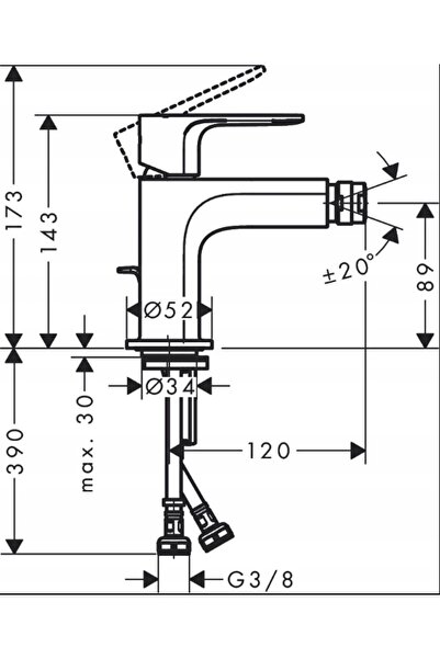 Hansgrohe Rebris baterie bideu neagră 72210670